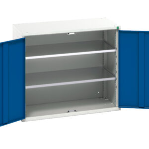 Metal Cupboard Storage with 2 Shelves - Verso Shelf Cupboard Storage. WxDxH: 1050X550X900mm Ral 7035/5010 _SKU-16926247.11