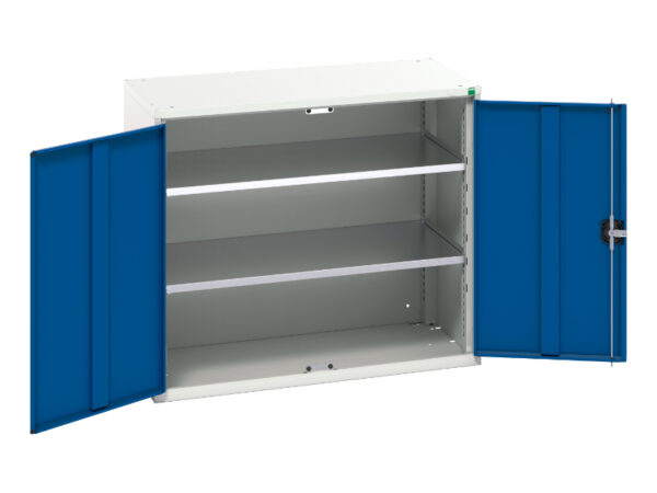 Metal Cupboard Storage with 2 Shelves - Verso Shelf Cupboard Storage. WxDxH: 1050X550X900mm Ral 7035/5010 _SKU-16926247.11
