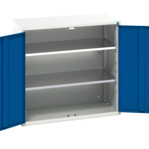 Workshop Metal Storage Cupboard Storage - Verso Shelf Cupboard Storage with 2 Shelves. WxDxH: 1050X550X1000mm Ral 7035/5010 _SKU-16926259.11