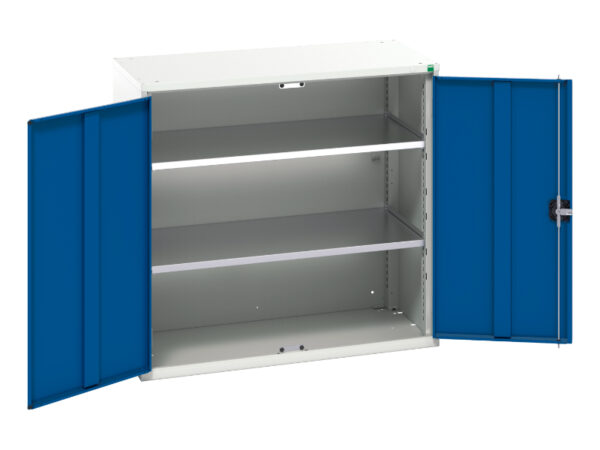 Workshop Metal Storage Cupboard Storage - Verso Shelf Cupboard Storage with 2 Shelves. WxDxH: 1050X550X1000mm Ral 7035/5010 _SKU-16926259.11
