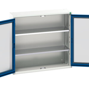 Metal Cupboard Storage with Windows - Verso Window Door Cupboard Storage with 2 Shelves. WxDxH: 1050X350X1000mm Ral 7035/5010 _SKU-16926272.11