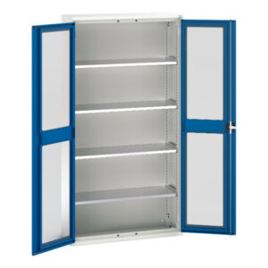 Verso Window Door Cupboard Storage with 4 Shelves. WxDxH: 1050X350X2000mm Ral 7035/5010 _SKU-16926273.11
