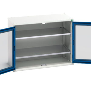 Workshop Cupboard Storage with Windows - Verso Window Door Cupboard Storage with 2 Shelves. WxDxH: 1050X550X800mm Ral 7035/5010 _SKU-16926274.11