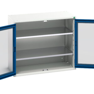 Metal Workshop Storage Storage Cabinets - Verso Window Door Cupboard Storage with 2 Shelves. WxDxH: 1050X550X900mm Ral 7035/5010 _SKU-16926275.11