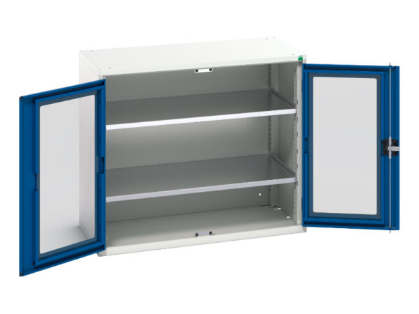 Metal Workshop Storage Storage Cabinets - Verso Window Door Cupboard Storage with 2 Shelves. WxDxH: 1050X550X900mm Ral 7035/5010 _SKU-16926275.11