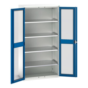 Verso Window Door Cupboard Storage with 4 Shelves. WxDxH: 1050X550X2000mm Ral 7035/5010 _SKU-16926277.11
