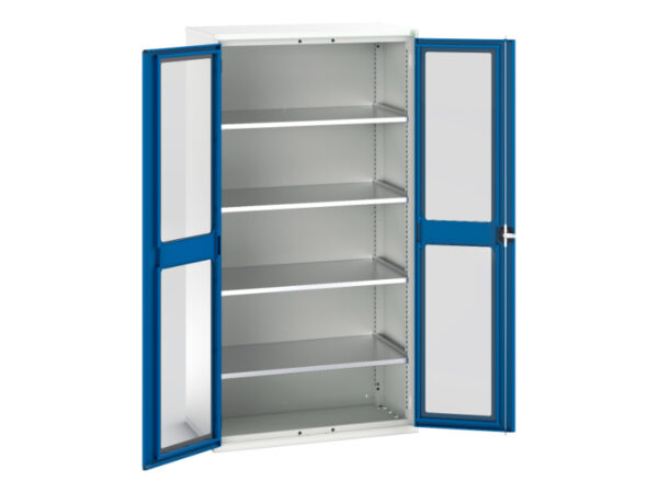 Verso Window Door Cupboard Storage with 4 Shelves. WxDxH: 1050X550X2000mm Ral 7035/5010 _SKU-16926277.11