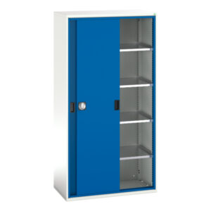Verso Sliding Door Cupboard Storage with 4 Shelves. WxDxH: 1050X550X2000mm Ral 7035/5010 _SKU-16926281.11