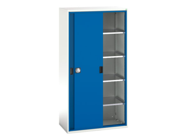 Verso Sliding Door Cupboard Storage with 4 Shelves. WxDxH: 1050X550X2000mm Ral 7035/5010 _SKU-16926281.11