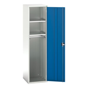 Heavy Duty Metal Ppe Storage Cupboard Storage - Verso Ppe Cupboard Storage with 2 Shelves , 1 Rail. WxDxH: 525X550X2000mm Ral 7035/5010 _SKU-16926351.11
