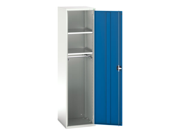 Heavy Duty Metal Ppe Storage Cupboard Storage - Verso Ppe Cupboard Storage with 2 Shelves , 1 Rail. WxDxH: 525X550X2000mm Ral 7035/5010 _SKU-16926351.11