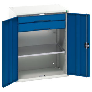 Verso Kitted Cupboard Storage with 1 Shelf - 2 Drawers. WxDxH: 800X550X1000mm Ral 7035/5010 _SKU-16926453.11