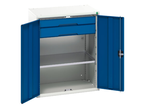 Verso Kitted Cupboard Storage with 1 Shelf - 2 Drawers. WxDxH: 800X550X1000mm Ral 7035/5010 _SKU-16926453.11