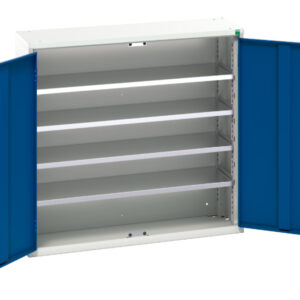 Bott Parts Bins Storage - Verso Bin Cupboard Storage with 4 Shelves, 30 Bins. WxDxH: 1050X350X1000mm Ral 7035/5010 _SKU-16926500.11