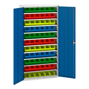 Verso Bin Cupboard Storage with 10 Shelves, 66 Bins. WxDxH: 1050X350X2000mm Ral 7035/5010 _SKU-16926501.11