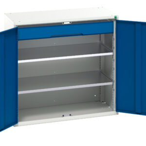 Metal Storage Cabinet Wih Shelves - Verso Kitted Cupboard Storage with 2 Shelves, 1 Drawer. WxDxH: 1050X550X1000mm Ral 7035/5010 _SKU-16926552.11