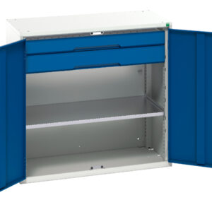 Verso Kitted Cupboard Storage with 1 Shelf, 2 Drawers. WxDxH: 1050X550X1000mm Ral 7035/5010 _SKU-16926553.11