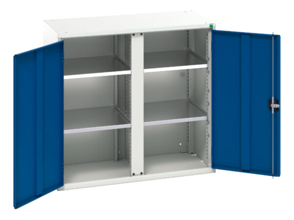 Verso Kitted Cupboard Storage with 4 Shelves - WxDxH: 1050X550X1000mm Ral 7035/5010 _SKU-16926555.11