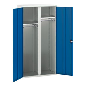 Large Cupboard Storage And Drawers - Verso Kitted Cupboard Storage with 2 Shelves, 2 Rail. WxDxH: 1050X550X2000mm Ral 7035/5010 _SKU-16926578.11