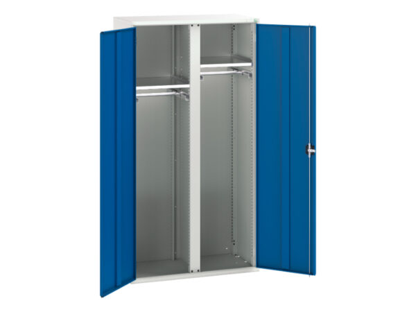 Large Cupboard Storage And Drawers - Verso Kitted Cupboard Storage with 2 Shelves, 2 Rail. WxDxH: 1050X550X2000mm Ral 7035/5010 _SKU-16926578.11
