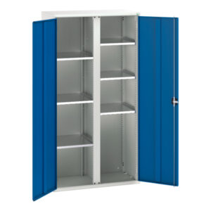 6 Shelve Metal Cupboard Storage - Verso Kitted Cupboard Storage with 6 Shelves. WxDxH: 1050X550X2000mm Ral 7035/5010 _SKU-16926580.11
