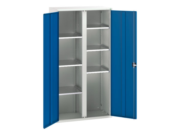6 Shelve Metal Cupboard Storage - Verso Kitted Cupboard Storage with 6 Shelves. WxDxH: 1050X550X2000mm Ral 7035/5010 _SKU-16926580.11