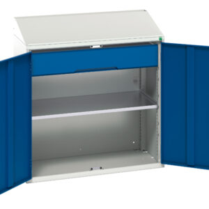 Verso Lectern Cupboard Storage with 1 Shelf - 1 Drawer. WxDxH: 1050X550X1130mm Ral 7035/5010 _SKU-16926590.11