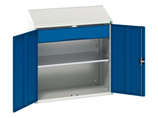 Verso Lectern Cupboard Storage with 1 Shelf - 1 Drawer. WxDxH: 1050X550X1130mm Ral 7035/5010 _SKU-16926590.11