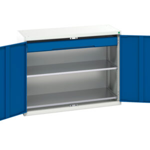 Bott Cupboard Storage with Drawers - Verso Kitted Cupboard Storage with 2 Shelves, 1 Drawer. WxDxH: 1300X550X1000mm Ral 7035/5010 _SKU-16926604.11