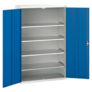Verso Shelf Cupboard Storage with 4 Shelves. WxDxH: 1300X550X2000mm Ral 7035/5010 _SKU-16926653.11
