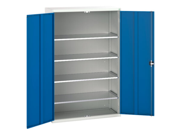 Verso Shelf Cupboard Storage with 4 Shelves. WxDxH: 1300X550X2000mm Ral 7035/5010 _SKU-16926653.11