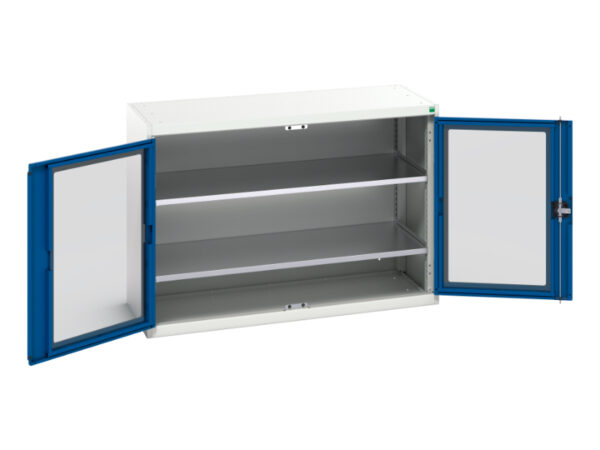 Verso Window Door Cupboard Storage with 2 Shelves. WxDxH: 1300X550X900mm Ral 7035/5010 _SKU-16926661.11