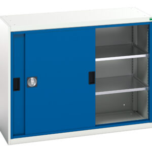 Verso Sliding Door Cupboard Storage with 2 Shelves. WxDxH: 1300X550X1000mm Ral 7035/5010 _SKU-16926670.11