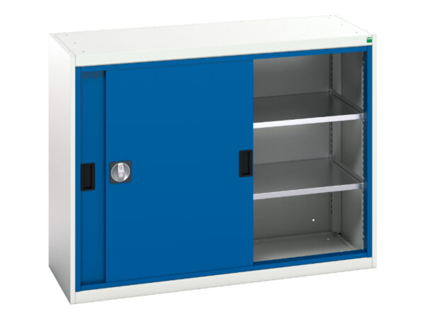 Verso Sliding Door Cupboard Storage with 2 Shelves. WxDxH: 1300X550X1000mm Ral 7035/5010 _SKU-16926670.11