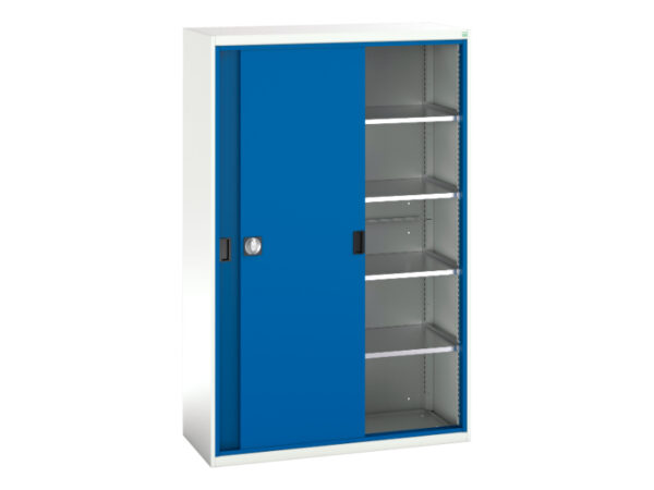 Verso Sliding Door Cupboard Storage with 4 Shelves - WxDxH: 1300X550X2000mm Ral 7035/5010 _SKU-16926671.11