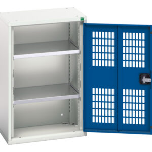 Verso Ventilated Door Cupboard Storage with 2 Shelves - WxDxH: 525X350X800mm Ral 7035/5010 _SKU-16926710.11