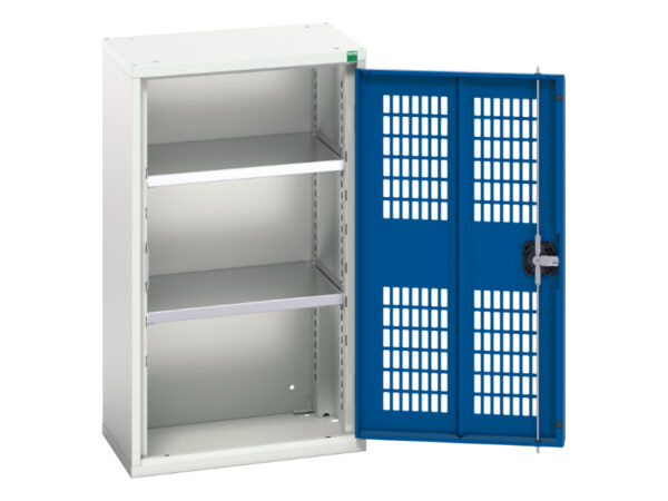 Verso Ventilated Door Cupboard Storage with 2 Shelves. WxDxH: 525X350X900mm Ral 7035/5010 _SKU-16926711.11