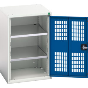 Mesh Door Vented Metal Cupboard Storage - Verso Ventilated Door Cupboard Storage with 2 Shelves. WxDxH: 525X550X800mm Ral 7035/5010 _SKU-16926720.11