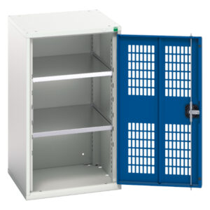 Mesh Door Vented Metal Storage Cabinet - Verso Ventilated Door Cupboard Storage with 2 Shelves. WxDxH: 525X550X900mm Ral 7035/5010 _SKU-16926721.11