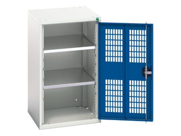 Mesh Door Vented Metal Storage Cabinet - Verso Ventilated Door Cupboard Storage with 2 Shelves. WxDxH: 525X550X900mm Ral 7035/5010 _SKU-16926721.11