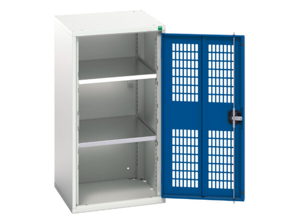 Small Metal Mesh Door Cupboard Storage - Verso Ventilated Door Cupboard Storage with 2 Shelves. WxDxH: 525X550X1000mm Ral 7035/5010 _SKU-16926722.11