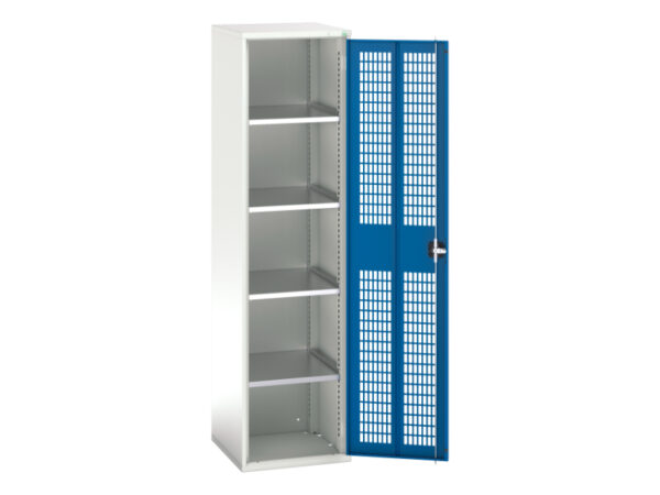 Tall Mesh Door Cupboard Storage - Verso Ventilated Door Cupboard Storage with 4 Shelves. WxDxH: 525X550X2000mm Ral 7035/5010 _SKU-16926723.11