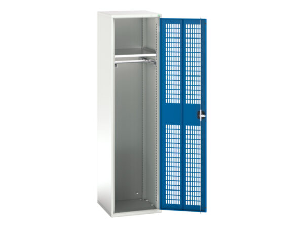 Heavy Duty Mesh Door Cupboard Storage - Verso Ventilated Door Kitted Cupboard Storage with 1 Shelf, 1 Rail. WxDxH: 525X550X2000mm Ral 7035/5010 _SKU-16926724.11