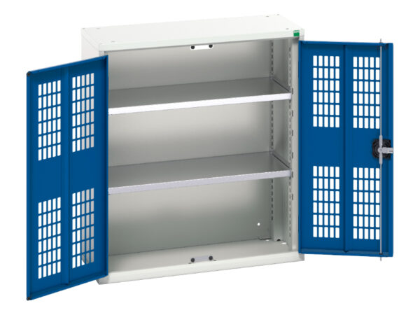 Verso Ventilated Door Cupboard Storage with 2 Shelves. WxDxH: 800X350X900mm Ral 7035/5010 _SKU-16926731.11