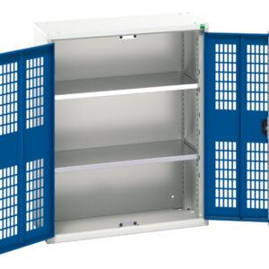 Verso Ventilated Door Cupboard Storage with 2 Shelves. WxDxH: 800X350X1000mm Ral 7035/5010 _SKU-16926732.11