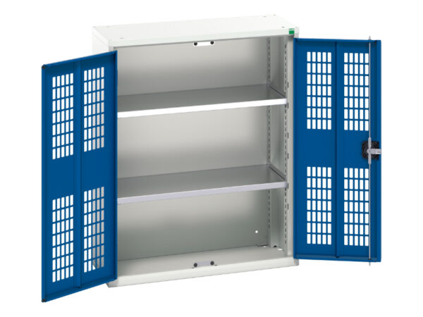 Verso Ventilated Door Cupboard Storage with 2 Shelves. WxDxH: 800X350X1000mm Ral 7035/5010 _SKU-16926732.11