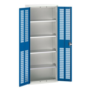 Tall Ppe Cupboard Storage - Verso Ventilated Door Cupboard Storage with 4 Shelves. WxDxH: 800X350X2000mm Ral 7035/5010 _SKU-16926733.11