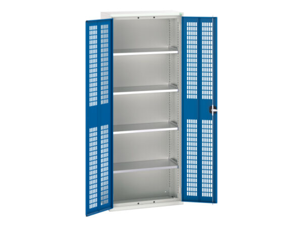 Tall Ppe Cupboard Storage - Verso Ventilated Door Cupboard Storage with 4 Shelves. WxDxH: 800X350X2000mm Ral 7035/5010 _SKU-16926733.11