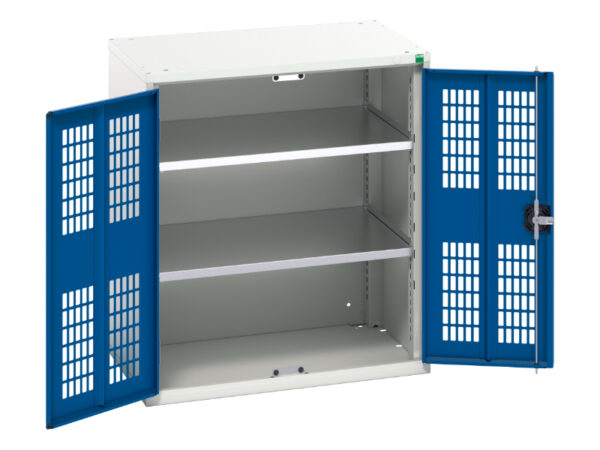 Bott Mesh Storage Cabinet - Verso Ventilated Door Cupboard Storage with 2 Shelves. WxDxH: 800X550X900mm Ral 7035/5010 _SKU-16926741.11