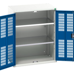 Lockable Metal Ppe Storage Cabinet - Verso Ventilated Door Cupboard Storage with 2 Shelves. WxDxH: 800X550X1000mm Ral 7035/5010 _SKU-16926742.11